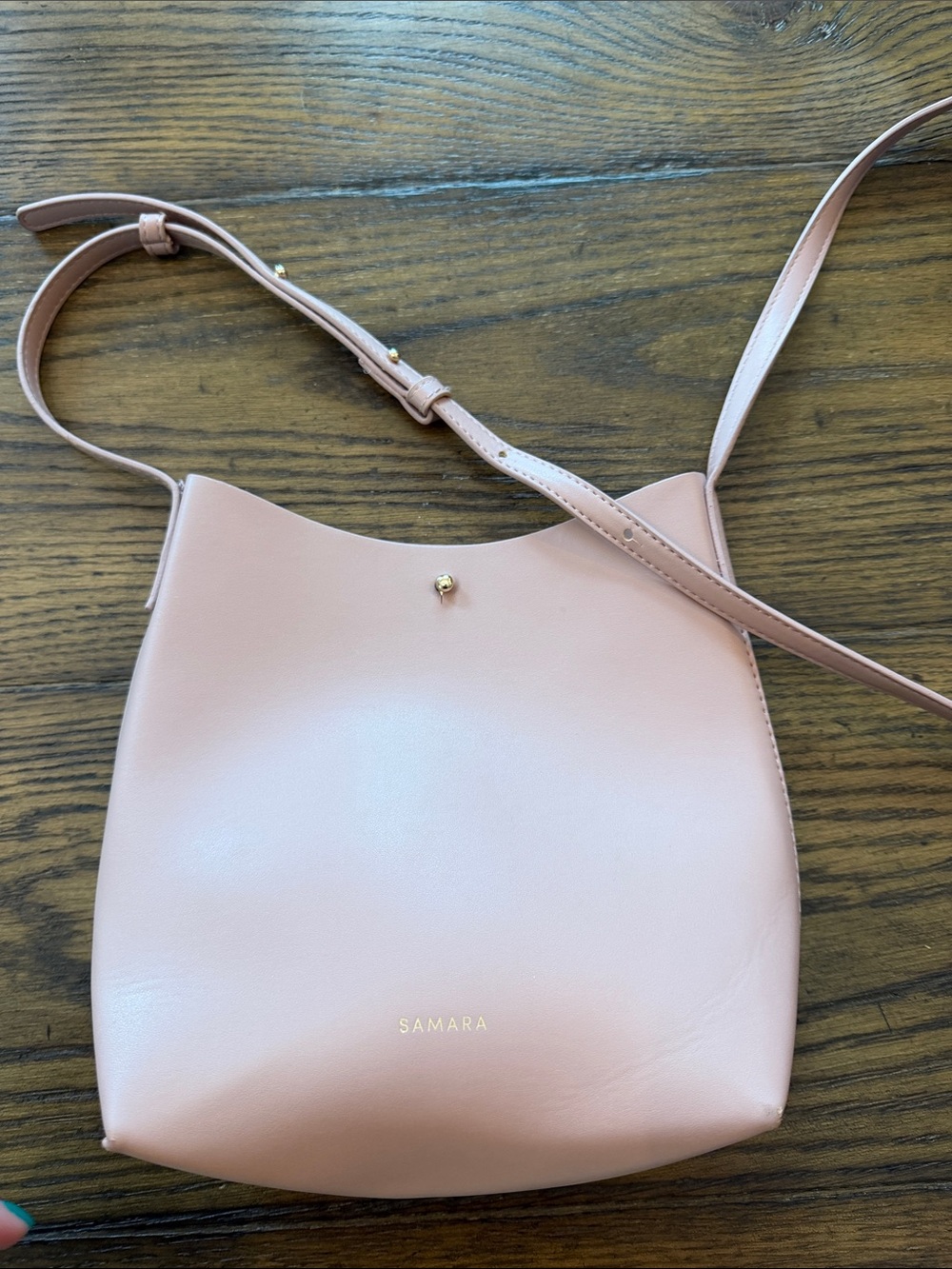 SAMARA Blush Pink Leather Crossbody with Gold Accent